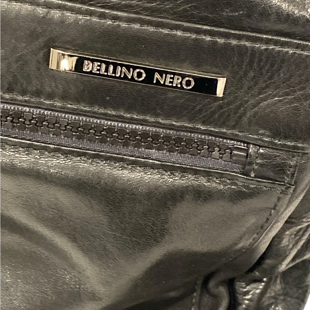Bellino Nero Black Genuine Leather Full Size Laptop Briefcase Bag - Like New